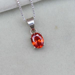 Orange zircon Pendant, oval Cut Silver Pendant,  zircon  Engagement Pendant, Unique Pendant Gemstone, Orange Stone ,For Mom  Necklace gift