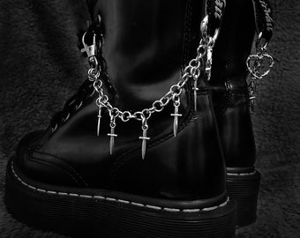 Boot Chains "Hearts and Daggers"- Chainmaille Accessories- Boot Charms- Alternative Fashion Jewellery Accessories