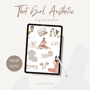Adesivi THAT GIRL AESTHETIC 2025 / Oltre 100 adesivi digitali / Adesivi per la cura di sé, il benessere e l'estetica per Goodnotes / That Girl Routine
