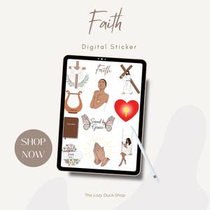 Faith Digital Sticker Set | Inspirational Bible Verse Stickers | Printable & Digital Planner Stickers | Christian Encouragement Stickers