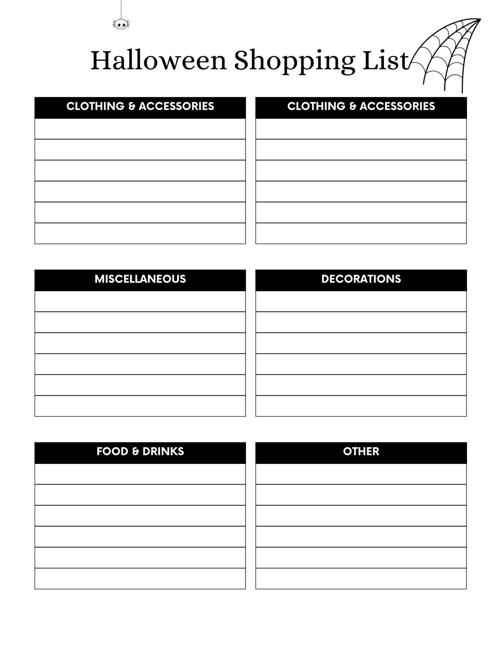 Halloween List Planner PDF/JPG Etsy