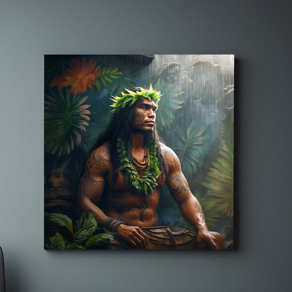 Polynesian God of Fertility and Rain Lono - Tiki Poster- Hula Art - Polynesian Wall Decor -Polynesian Tribal Art -Hula Art -Tiki Art