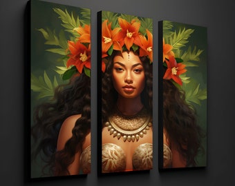 Polynesian Goddess Laka-  Goddess of Hula and Forest - Tiki Poster- Hula Art - Polynesian Wall Decor  -Moana Inspired Art- Empowered women