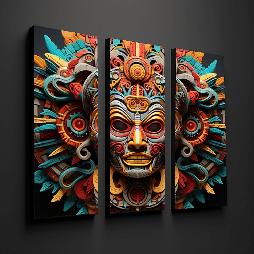 Aztec Print of God of North Wind Aztec Wall Art Mayan Art Etsy