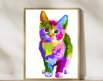 Clipart de chat mignon, art mural de chat