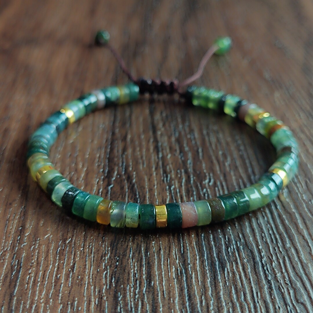 Green Jasper Bracelet Adjustable Bracelet Natural Gemstone Etsy UK