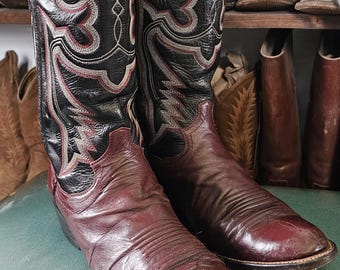 Vintage Panhandle Slim Cowboy Western Leather Lizard Skin Boots