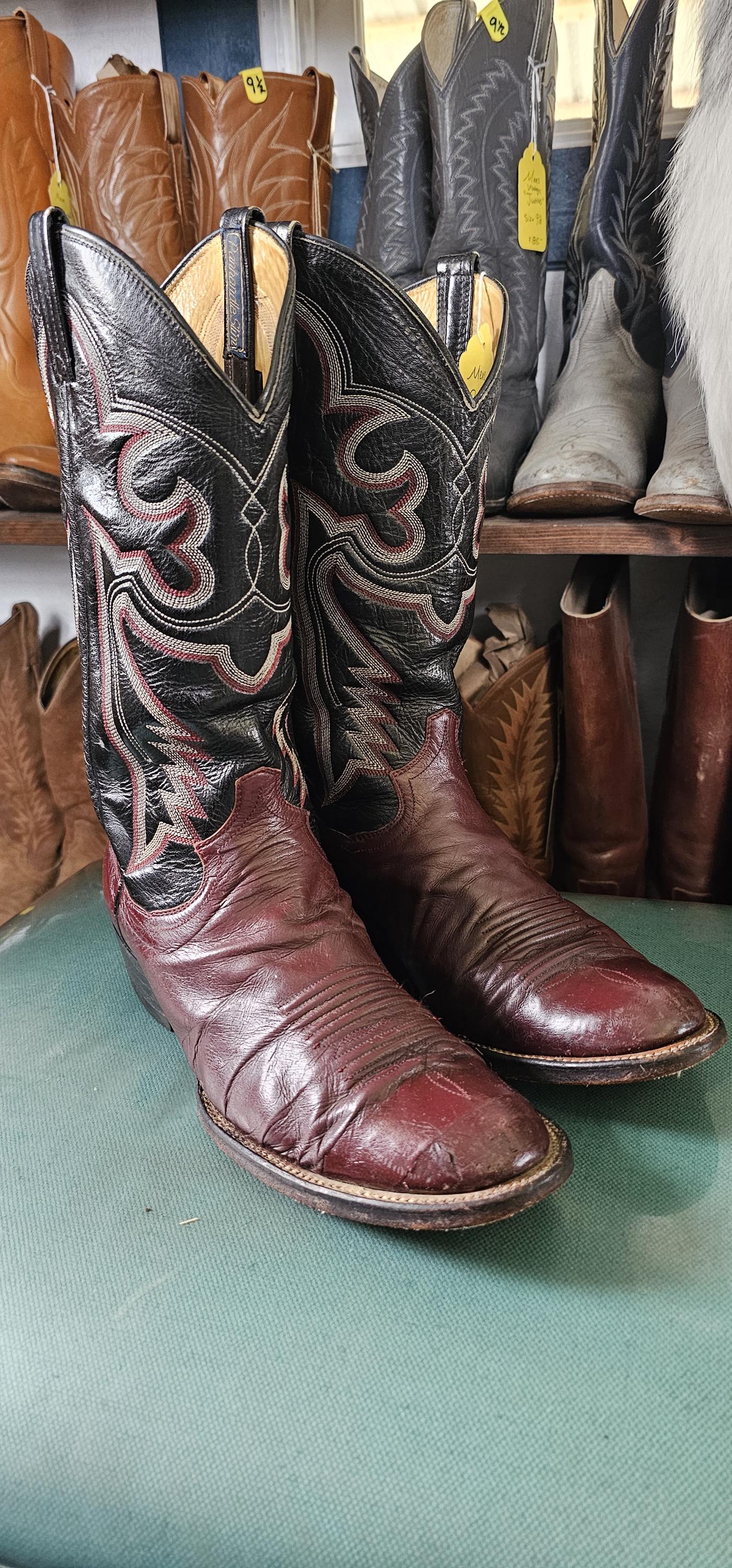 Bottes Cowboy Panhandle Slim – Femme, Cuir Gris, Hauteur Genou, Pointure US 10.5 B