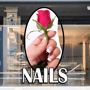 Nails Long Window or Door Decal (Design 2)