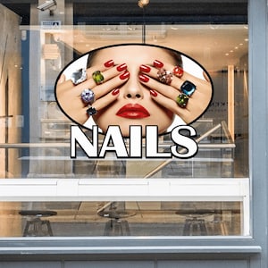 Nails Long Window Decal