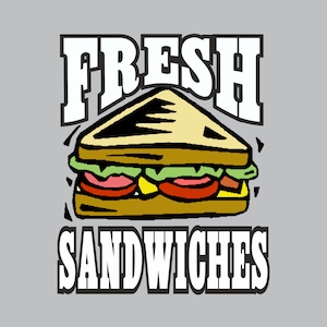 Adhesivo para ventana alargado con diseño de sándwiches frescos