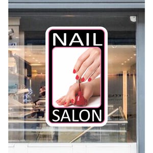 Nail Salon Long Window Decal (Design 3)