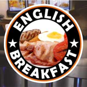 Calcomanía para ventana con desayuno inglés (diseño 2)