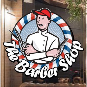 The Barber Shop Window Decal (Design 2)