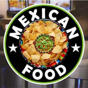 Calcomanía para ventana con comida mexicana