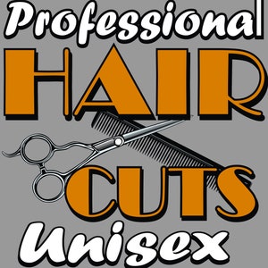 Calcomanía para ventana unisex con cortes de pelo profesionales