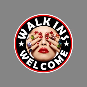 Walk Ins Willkommen Fenster Aufkleber
