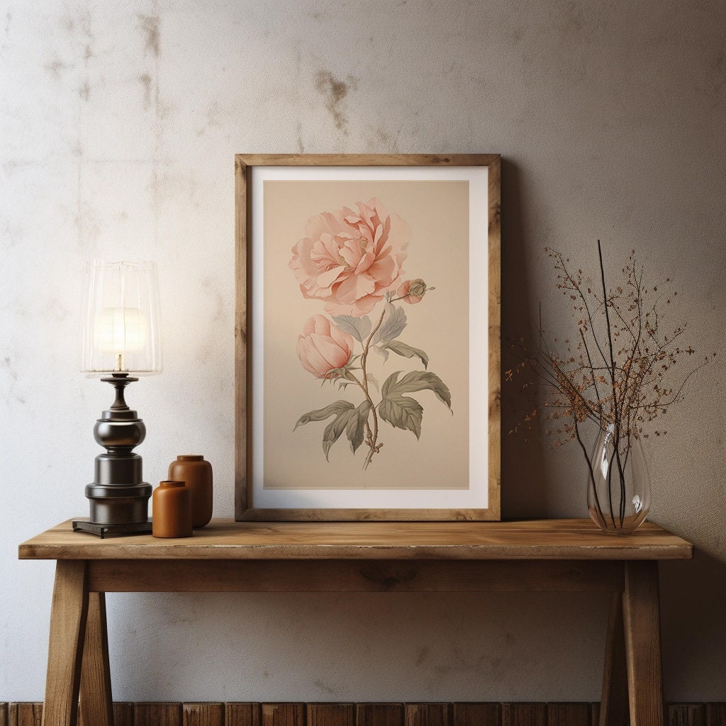 Vintage Rose Wall Art Printable Gallery Art Prints Girls Room Nursery