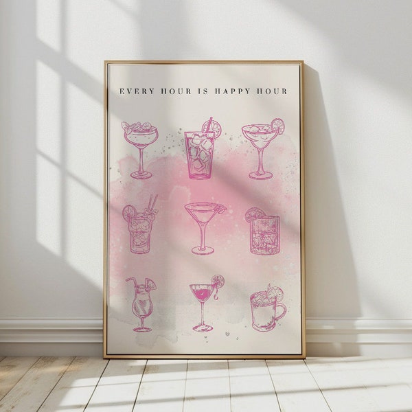 Coquette Room Wall Decor Bar Art Print Cocktails Wall Decor Bar Wall Decor Modern Bar Cart Wall Art Housewarming Wall Art