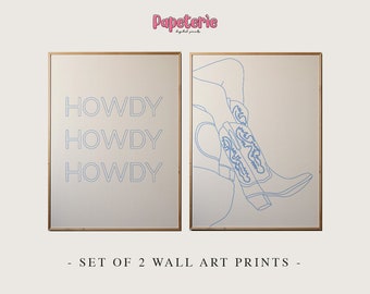 Coastal Cowgirl Boot Print Set: Modern Dorm Wall Decor (Digital Prints)