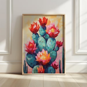 Cactus Wall Decor Entryway Abstract Wall Decor Pink Floral Wall Art Mexican Poster Mexico Art Print Digital Download 1 Print