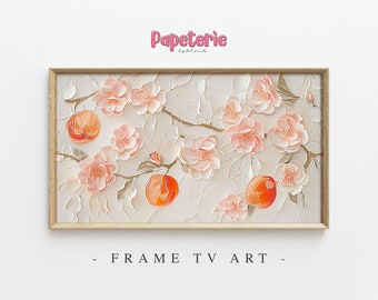 Floral Citrus Frame TV Art: Pastel Textured Design (Digital Download)
