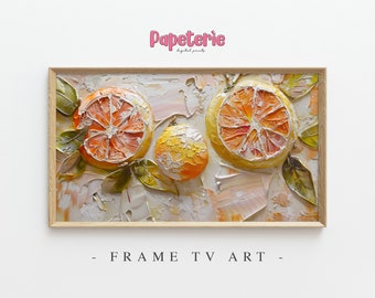 Frame TV Art: Citrus Abstract, Textured Spring Floral (Digital Download)