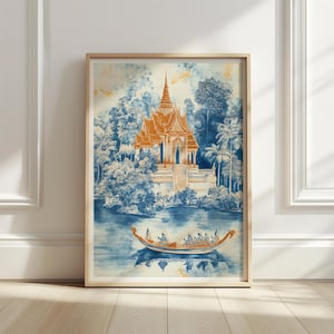 Blue Chinoiserie Wall Art Japanese Blue Printable Wall Art Trendy Posters Chinoiserie Prints Digital Download