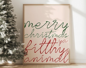 Red Christmas Wall Art: Trendy Holiday Print (Digital Download)