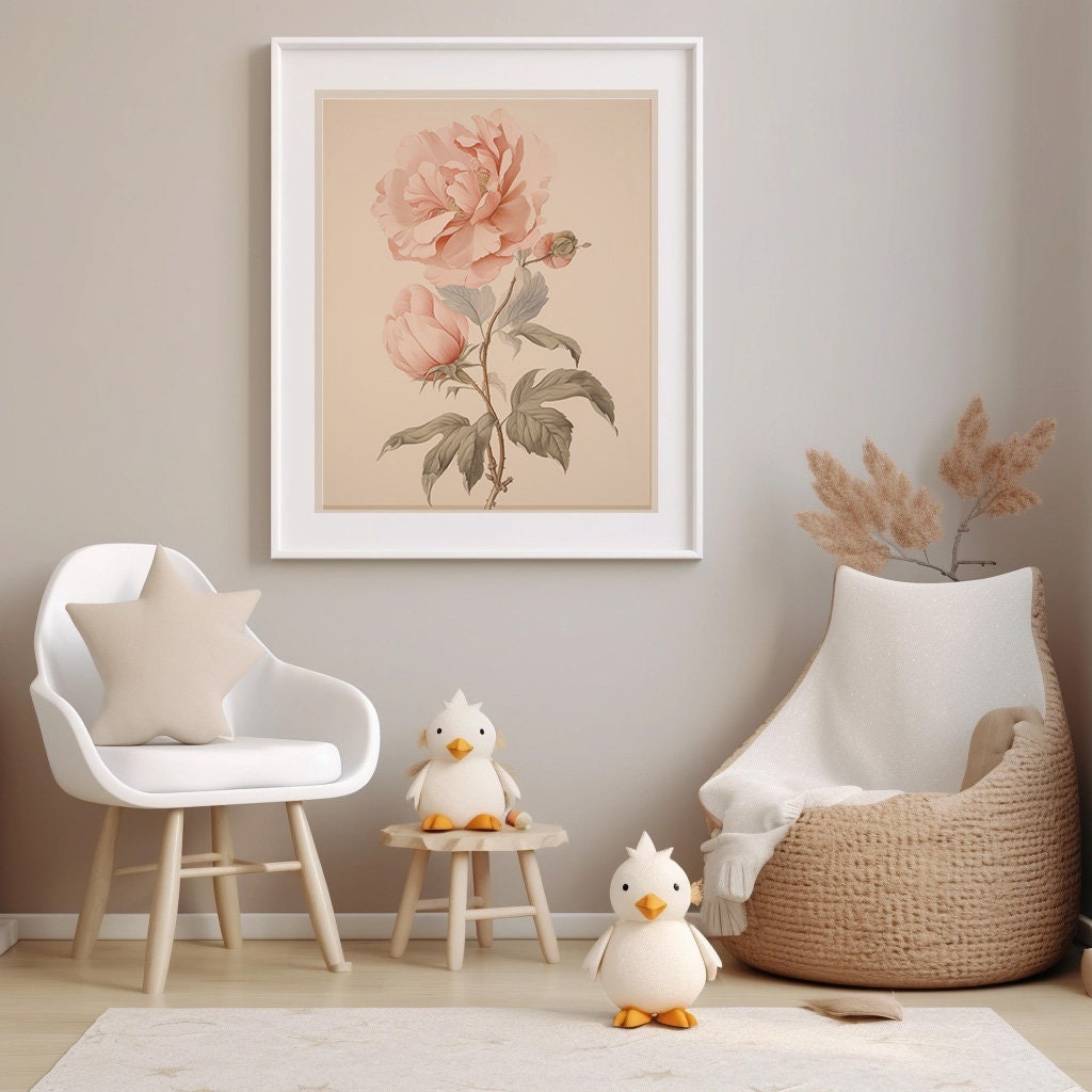 Vintage Rose Wall Art Printable Gallery Art Prints Girls Room Nursery