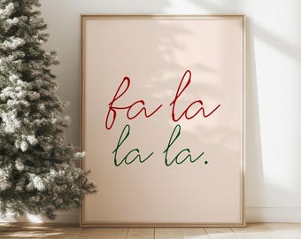 Red Falala Christmas Wall Art: Trendy Holiday Print (Digital Download)