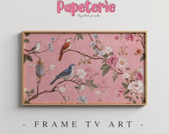 Rosa Chinoiserie Blumenrahmen TV Kunst: Japanisches Frühlingsdekor (Digitaler Download)