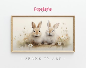 Vintage Easter Bunny Frame TV Art: Spring Farmhouse Decor (Digital Download)