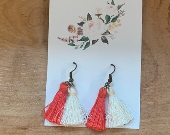 Spicy Pink and White Earrings