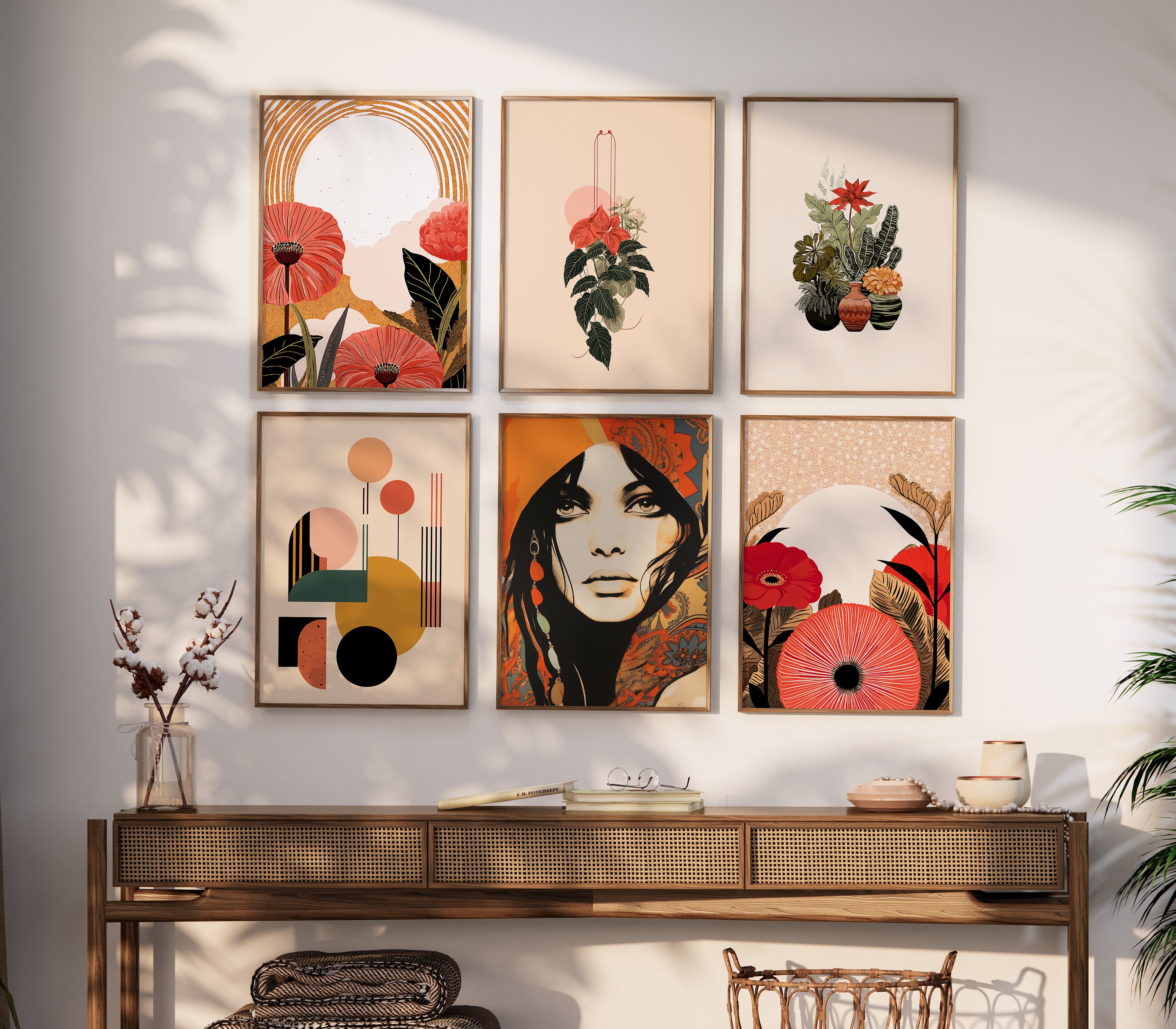 Boho Wall Art, Printable Boho Art Set, Set of 8 Prints, Free Bonus ...