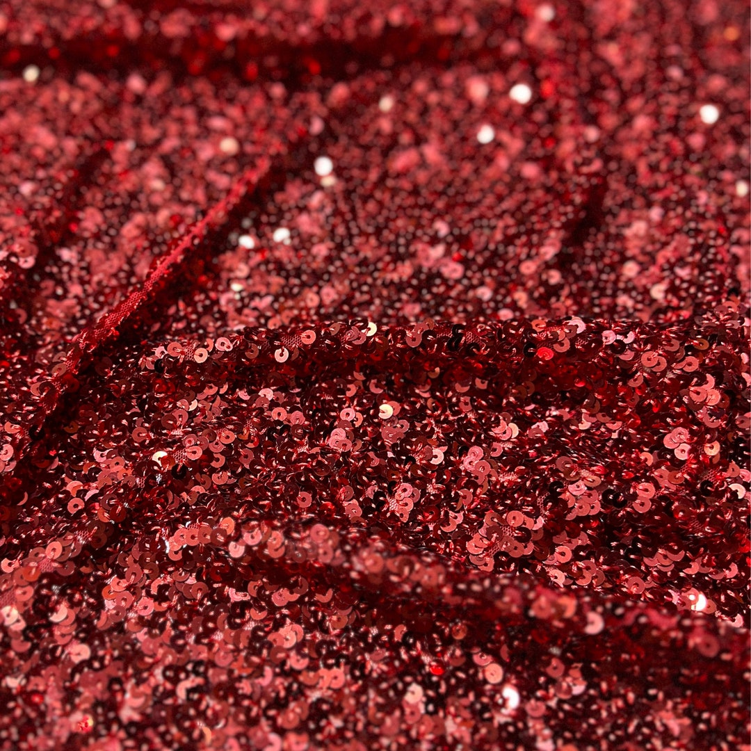 Red Sequin Fabric Red Full Sequin Fabric Glitter Full Etsy