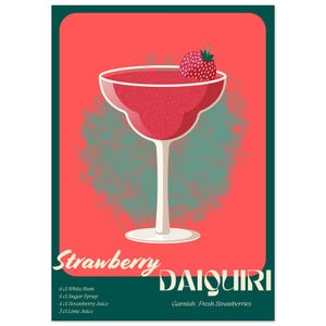 Póster de cóctel Daiquiri de fresa - Papel mate