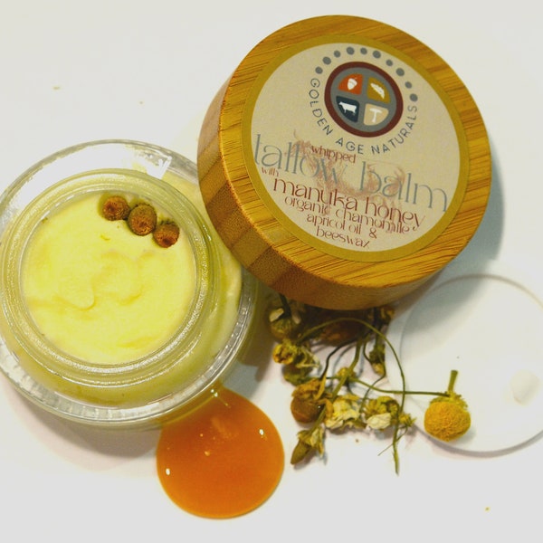 Handgesiedeter Talgbalsam mit Manuka-Honig, mit Gras gefütterter Talgbalsam mit Manuka-Honig, mit Kamille angereicherter Talgbalsam, natürliche Feuchtigkeitscreme 1 Unze.