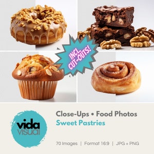Close-up Photos Images Sweet Pastries, Clipping Clipart Cut-Outs, Stock Photo Food Sweets, Web optimized, Blog, Social Media, Commercial use