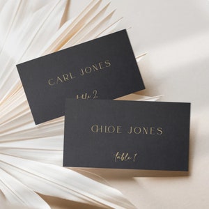 Black Gold Masquerade Party Place Card Template INSTANT DOWNLOAD Name Card, Menu Place Setting, Masked Ball Masquerade Prom, Halloween Party
