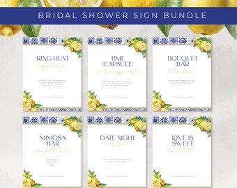 Amalfi Lemon Bridal Shower Games: DIY Signage Bundle (Digital Template)