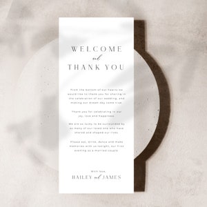 Minimalist Wedding Thank You Placecard, Thank You Napkin Note, Printable Thank You Template, Minimalistic Place Setting, Editable, Hailey