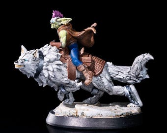 Goblin rijdende wolf miniatuur 35 mm of 75 mm
