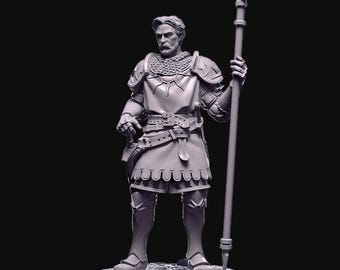Paladin/Fighter Human w Spear miniature 75mm or 32mm