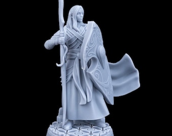 Elf Warrior Spear and Shield Unpainted Miniature