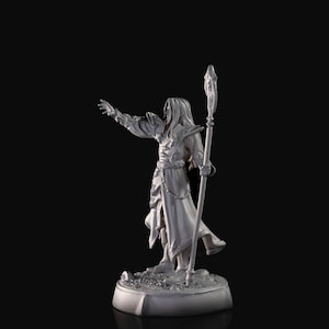 Wizard with staff 32mm  3D Printed Miniature