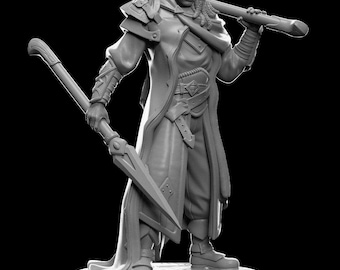 Dark Elf Male Warrior Miniature 35mm or 75mm