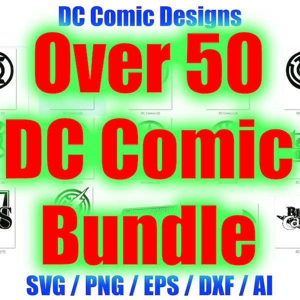 Over 50 DC Comic Silhouette Clipart Bundle for 3D print/cut/circut in svg/png/esp/dxf/ai file formats