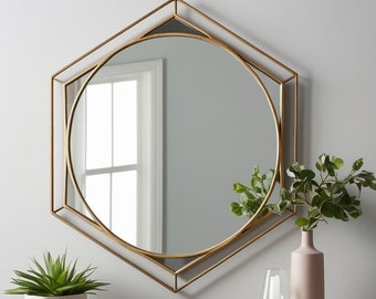 Hexagonal Mirror, Octagonal Mirror, Geometric Mirror, Rectangular Mirror, Star Shaped Mirror, Wall Mirror, Home Decor, Decorative Mirror