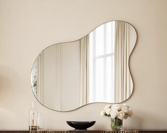Custom Mirror, Wavy Mirror, Asymmetrical Mirror, Floor Mirror, Vanity Mirrors, Wall Mirror, Bathroom Vanity Mirror, Mirror Wall Decor